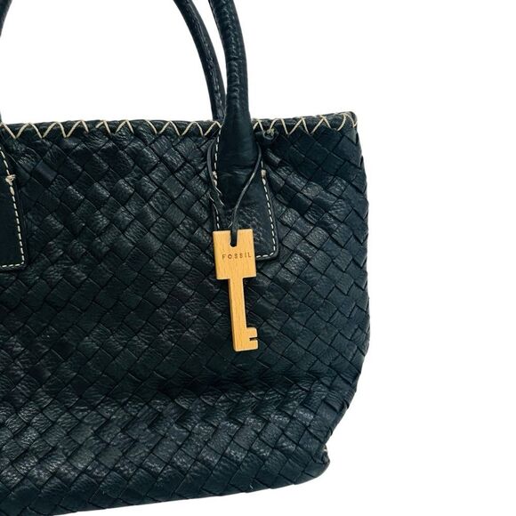 Fossil Black Leather Small Tote Bag with Structured Design - Picture 7 of 10